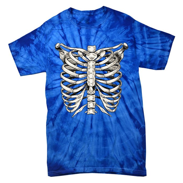 Skeleton Rib Cage Halloween Skeleton Costume Tie-Dye T-Shirt