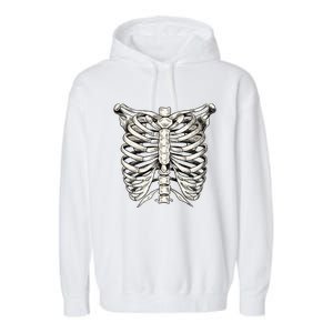 Skeleton Rib Cage Halloween Skeleton Costume Garment-Dyed Fleece Hoodie