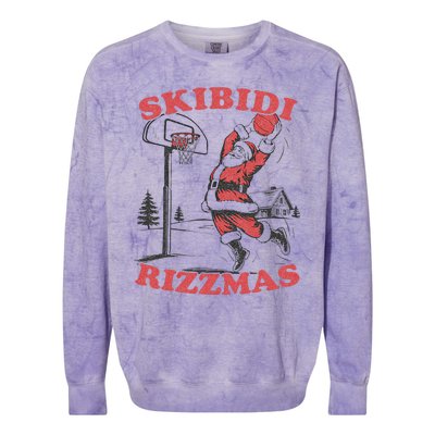 Skibid.I Rizzmas Christmas Rizz Santa Claus Basketball Colorblast Crewneck Sweatshirt