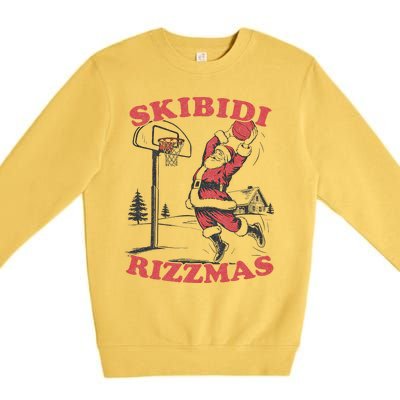 Skibid.I Rizzmas Christmas Rizz Santa Claus Basketball Premium Crewneck Sweatshirt