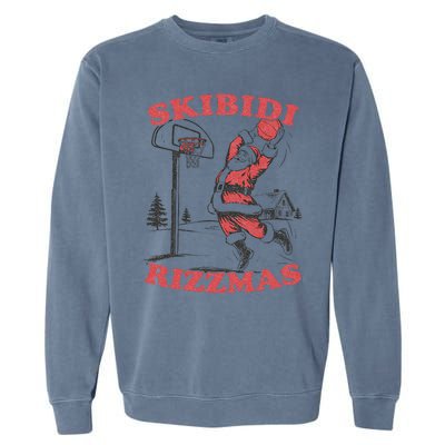 Skibid.I Rizzmas Christmas Rizz Santa Claus Basketball Garment-Dyed Sweatshirt