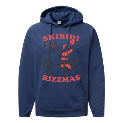 Skibid.I Rizzmas Christmas Rizz Santa Claus Basketball Performance Fleece Hoodie