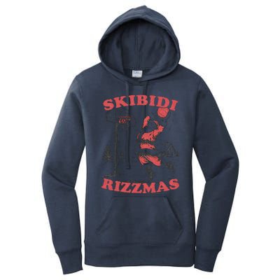 Skibid.I Rizzmas Christmas Rizz Santa Claus Basketball Women's Pullover Hoodie