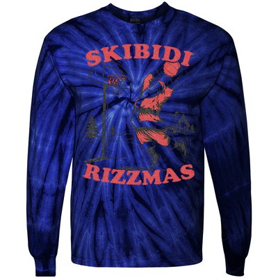 Skibid.I Rizzmas Christmas Rizz Santa Claus Basketball Tie-Dye Long Sleeve Shirt