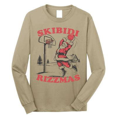 Skibid.I Rizzmas Christmas Rizz Santa Claus Basketball Long Sleeve Shirt