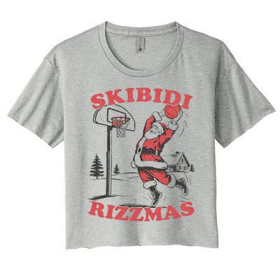 Skibid.I Rizzmas Christmas Rizz Santa Claus Basketball Women's Crop Top Tee