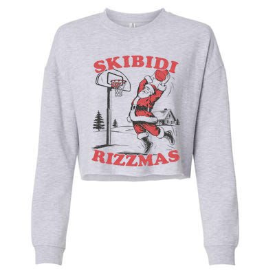 Skibid.I Rizzmas Christmas Rizz Santa Claus Basketball Cropped Pullover Crew