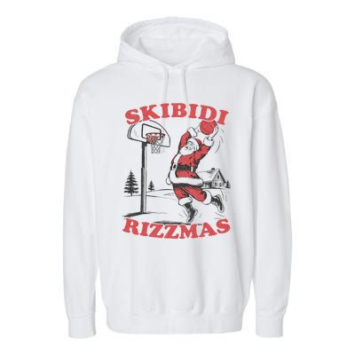 Skibid.I Rizzmas Christmas Rizz Santa Claus Basketball Garment-Dyed Fleece Hoodie