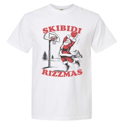 Skibid.I Rizzmas Christmas Rizz Santa Claus Basketball Garment-Dyed Heavyweight T-Shirt