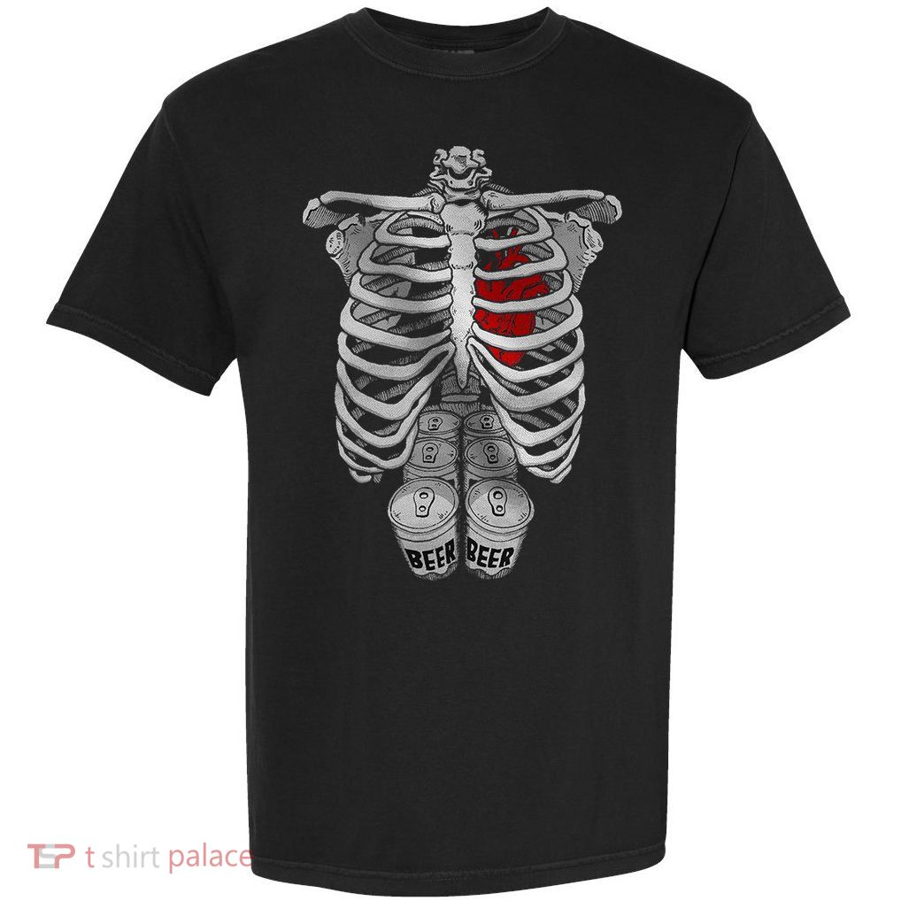 Skeleton Rib Cage Full Of Beer Funny Halloween Costume Garment-Dyed Heavyweight T-Shirt