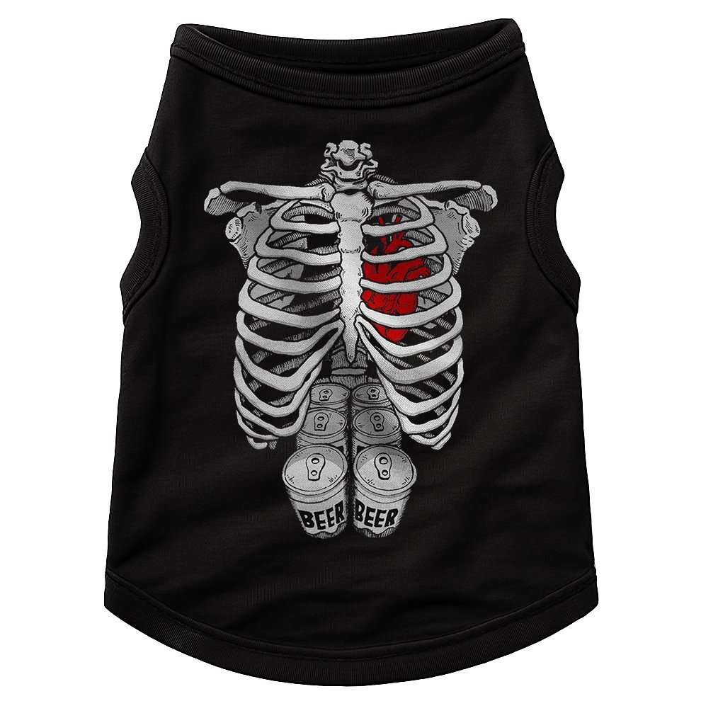 Skeleton Rib Cage Full Of Beer Funny Halloween Costume Doggie Tank