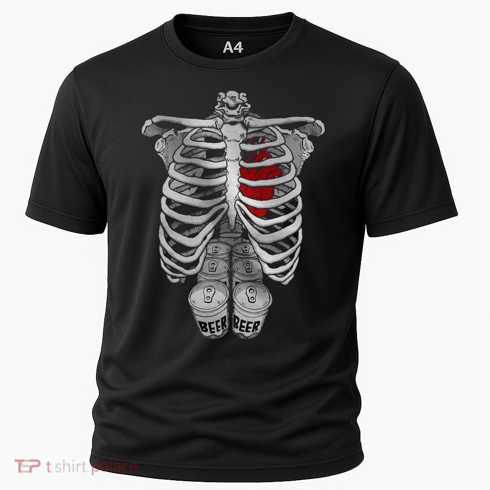 Skeleton Rib Cage Full Of Beer Funny Halloween Costume Performance Shirt
