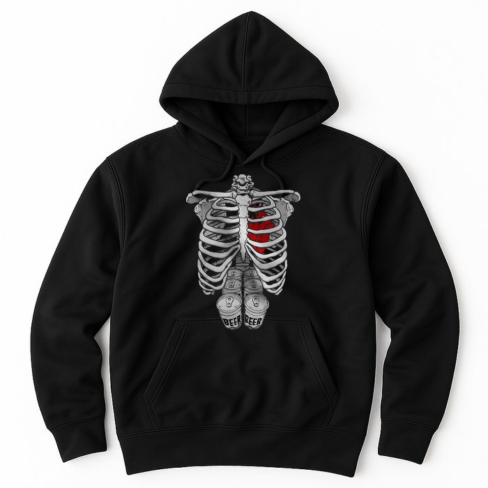 Skeleton Rib Cage Full Of Beer Funny Halloween Costume Hoodie