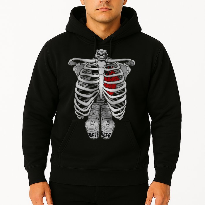 Skeleton Rib Cage Full Of Beer Funny Halloween Costume Hoodie