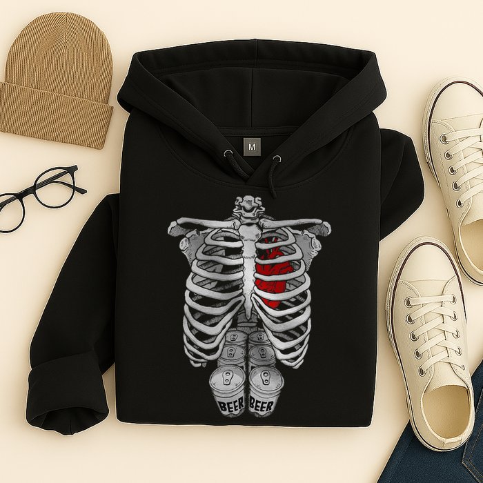 Skeleton Rib Cage Full Of Beer Funny Halloween Costume Hoodie