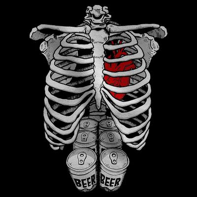 Skeleton Rib Cage Full Of Beer Funny Halloween Costume T-Shirt