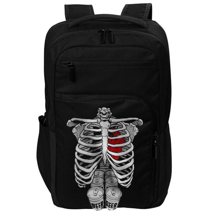 Skeleton Rib Cage Full Of Beer Funny Halloween Costume Impact Tech Backpack