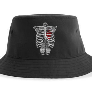 Skeleton Rib Cage Full Of Beer Funny Halloween Costume Sustainable Bucket Hat