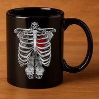 Skeleton Rib Cage Full Of Beer Funny Halloween Costume 11oz C Handle Ceramic Mug