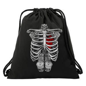 Skeleton Rib Cage Full Of Beer Funny Halloween Costume Drawstring Bag