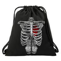 Skeleton Rib Cage Full Of Beer Funny Halloween Costume Drawstring Bag