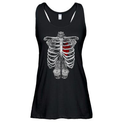 Skeleton Rib Cage Full Of Beer Funny Halloween Costume Ladies Essential Flowy Tank