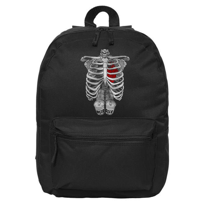 Skeleton Rib Cage Full Of Beer Funny Halloween Costume 16 in Basic Backpack