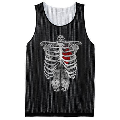 Skeleton Rib Cage Full Of Beer Funny Halloween Costume Mesh Reversible Basketball Jersey Tank