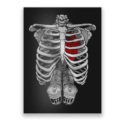Skeleton Rib Cage Full Of Beer Funny Halloween Costume Poster