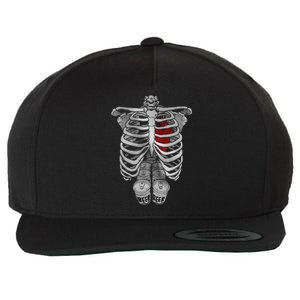 Skeleton Rib Cage Full Of Beer Funny Halloween Costume Wool Snapback Cap