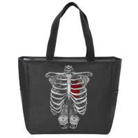 Skeleton Rib Cage Full Of Beer Funny Halloween Costume Zip Tote Bag