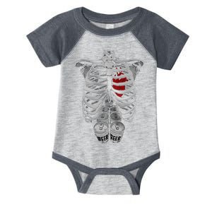 Skeleton Rib Cage Full Of Beer Funny Halloween Costume Infant Baby Jersey Bodysuit