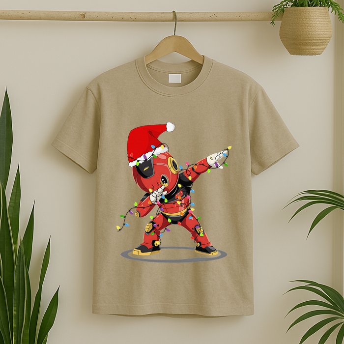 Santa Robotic Christmas Lights Robot Dabbing Christmas Tree T-Shirt