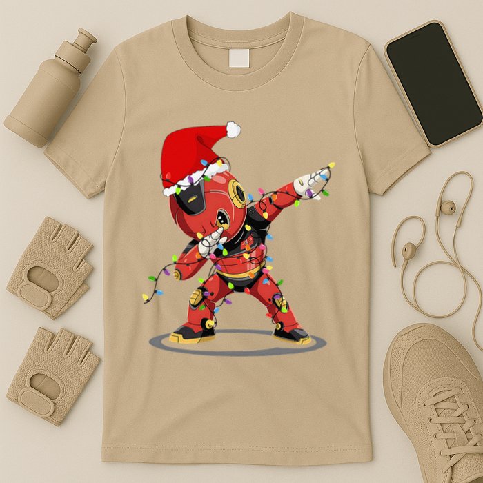 Santa Robotic Christmas Lights Robot Dabbing Christmas Tree T-Shirt
