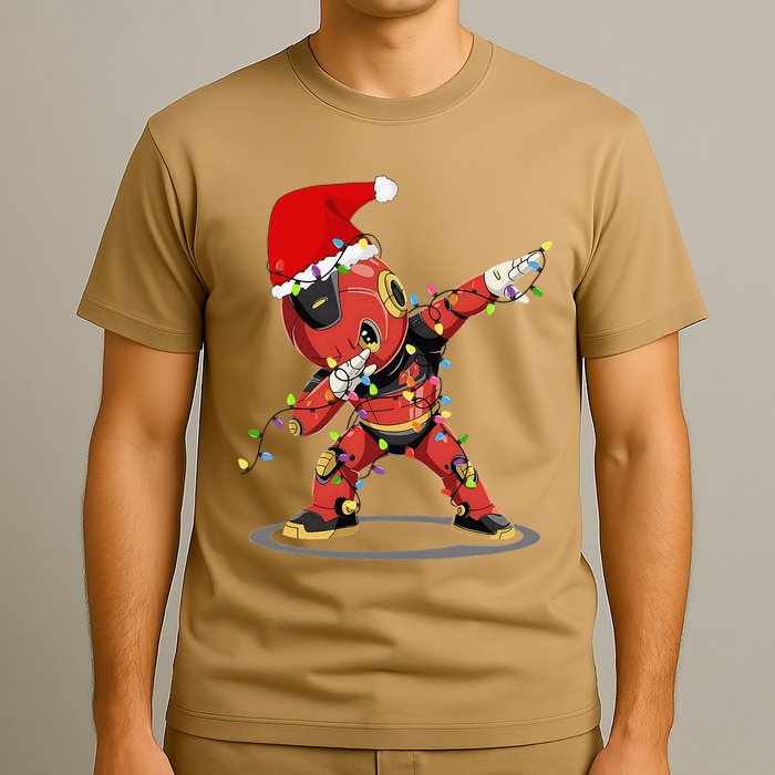 Santa Robotic Christmas Lights Robot Dabbing Christmas Tree T-Shirt