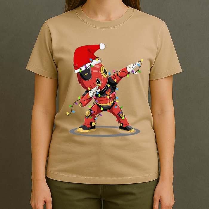 Santa Robotic Christmas Lights Robot Dabbing Christmas Tree T-Shirt