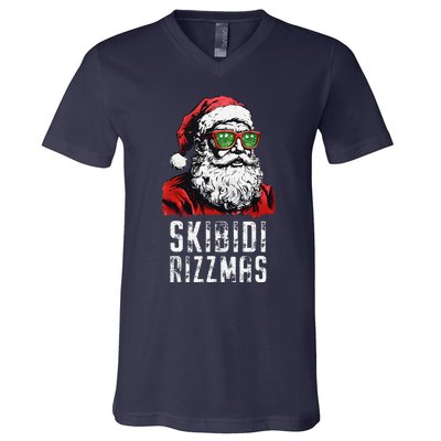 Skibid.I Rizzmas Christmas Rizz Santa Claus Charisma Cool V-Neck T-Shirt