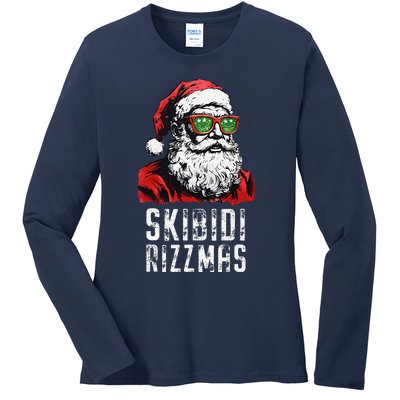 Skibid.I Rizzmas Christmas Rizz Santa Claus Charisma Cool Ladies Long Sleeve Shirt