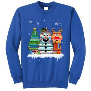 Snow Reindeer Christmas Tree Book Lover Stacked Christmas Funny Gift Sweatshirt