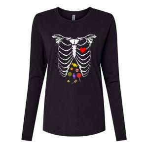 Skeleton Rib Cage Xray Candy Halloween Womens Cotton Relaxed Long Sleeve T-Shirt