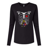 Skeleton Rib Cage Xray Candy Halloween Womens Cotton Relaxed Long Sleeve T-Shirt