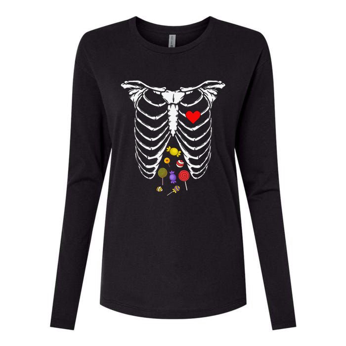 Skeleton Rib Cage Xray Candy Halloween Womens Cotton Relaxed Long Sleeve T-Shirt