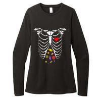 Skeleton Rib Cage Xray Candy Halloween Womens CVC Long Sleeve Shirt