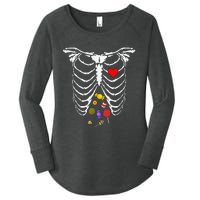 Skeleton Rib Cage Xray Candy Halloween Women's Perfect Tri Tunic Long Sleeve Shirt