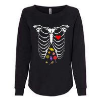 Skeleton Rib Cage Xray Candy Halloween Womens California Wash Sweatshirt