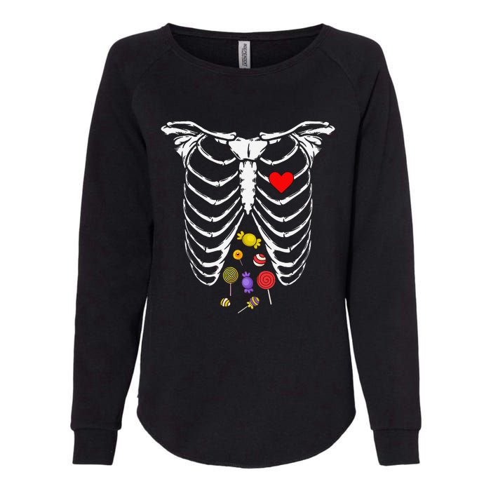 Skeleton Rib Cage Xray Candy Halloween Womens California Wash Sweatshirt