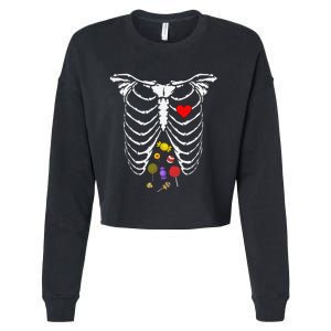 Skeleton Rib Cage Xray Candy Halloween Cropped Pullover Crew