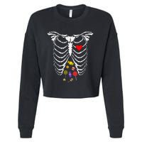 Skeleton Rib Cage Xray Candy Halloween Cropped Pullover Crew