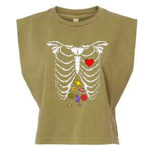 Skeleton Rib Cage Xray Candy Halloween Garment-Dyed Women's Muscle Tee