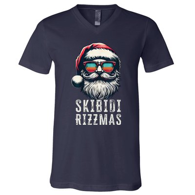 Skibid.I Rizzmas Christmas Rizz Santa Claus Charisma Cool V-Neck T-Shirt